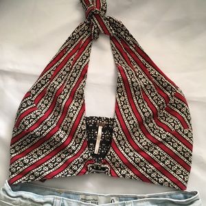 Free People Boho Pattern Halter Top